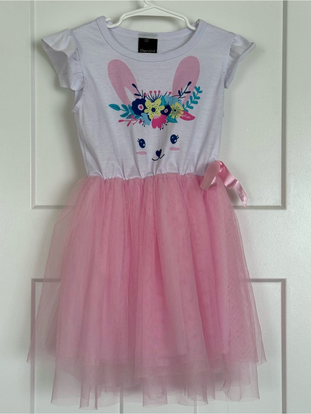 Remimi Girls Bunny Tulle Dress Pink White Size 120 Approx 6